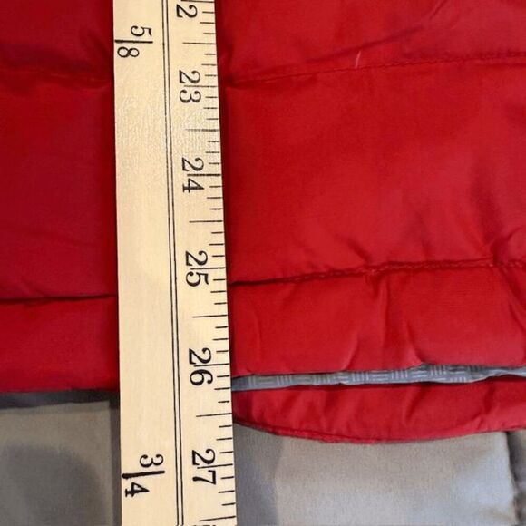 Lands' End Goose Down Men's Puffer Vest Red Gray Tech Pockets Size Medium - Picture 11 of 12